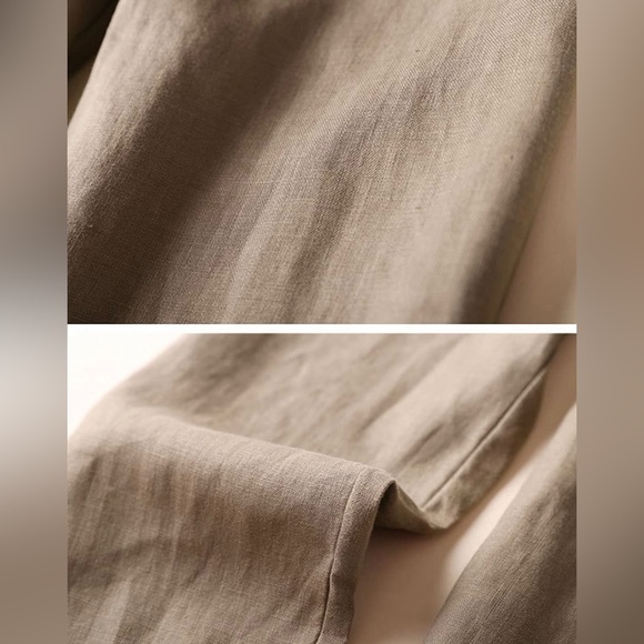 IXIMO Womens Tapered Pants 100%Linen Drawstring Back Elastic Waist Ankle Length - Picture 3 of 8